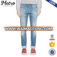 2016 OEM new style blue denim butt lift ripped jeans for men