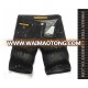 Direct factory produced free sample black ripped damaged short jeans for men